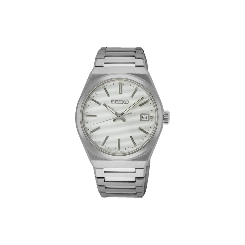 Seiko SUR553P1 herre klassisk klokke med lys tallskive.