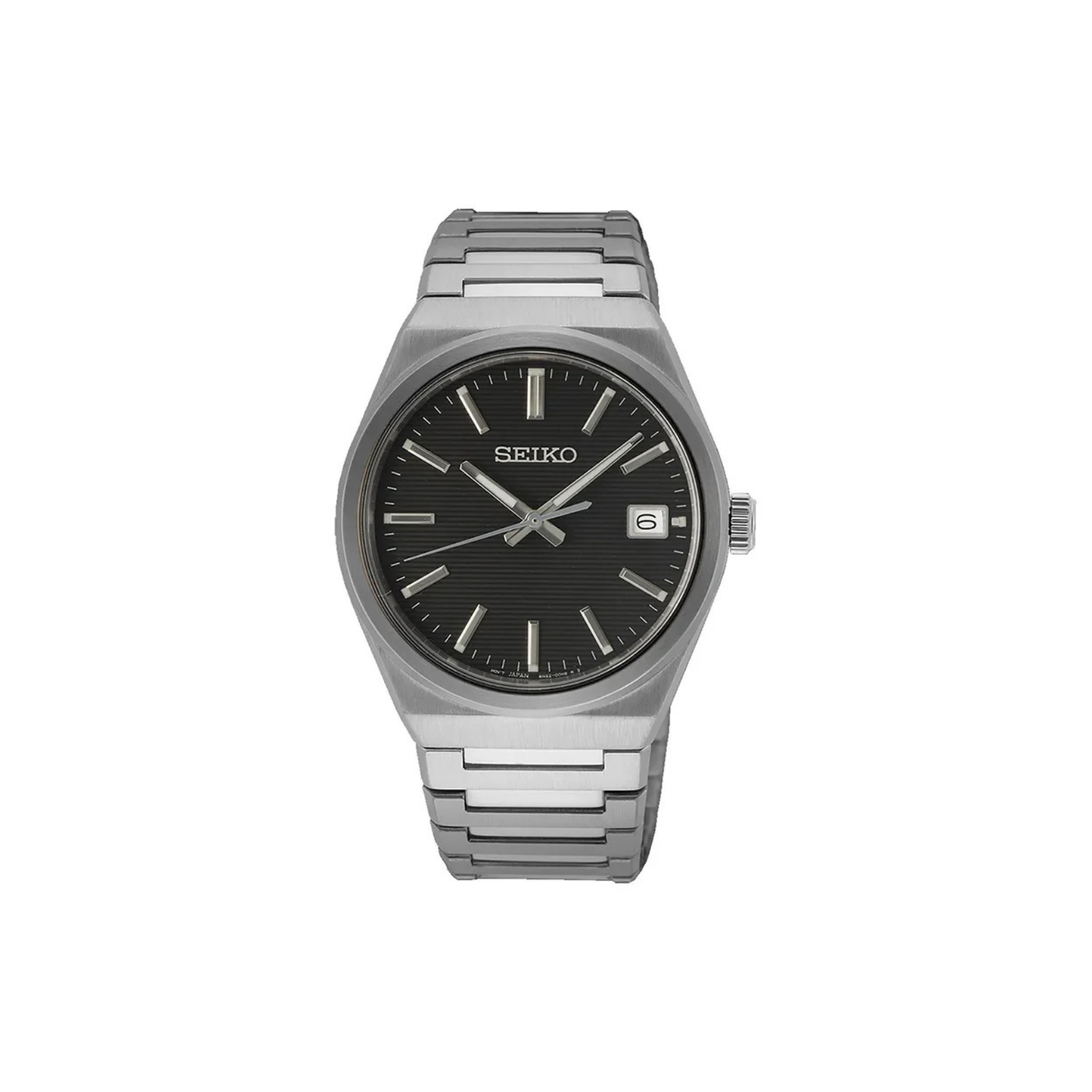 Seiko SUR557P1 Klassisk herre ur med sort tallskive.