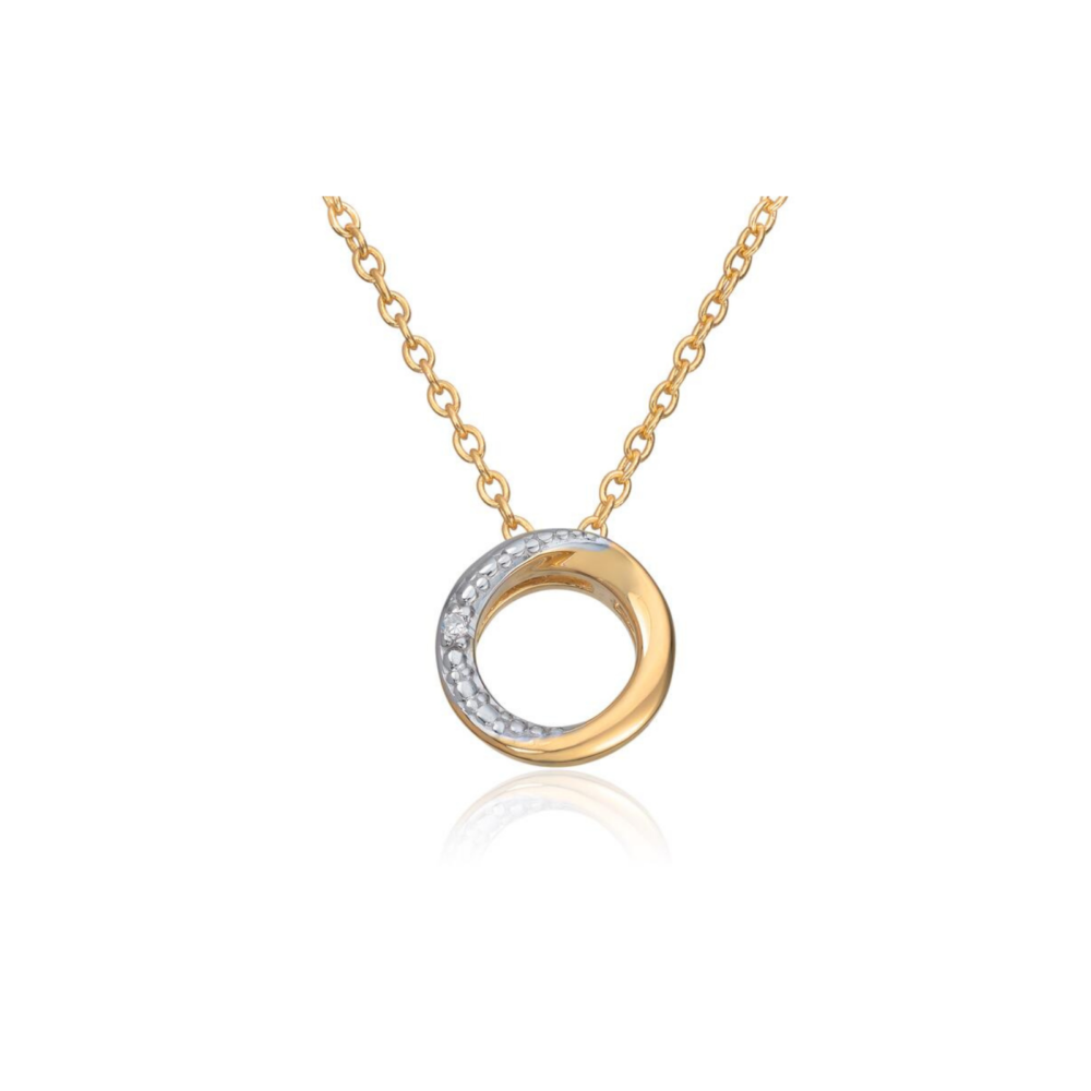 Sirkelanheng i 14k gult gull og med 0,003ct wsi diamanter