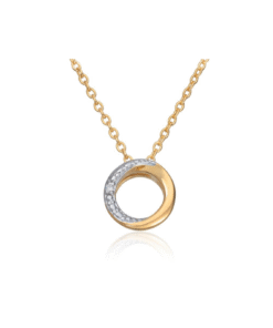 Sirkelanheng i 14k gult gull og med 0,003ct wsi diamanter