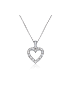 Hjerteanheng i 14k hvitt gull med 0,14ct WSI diamanter
