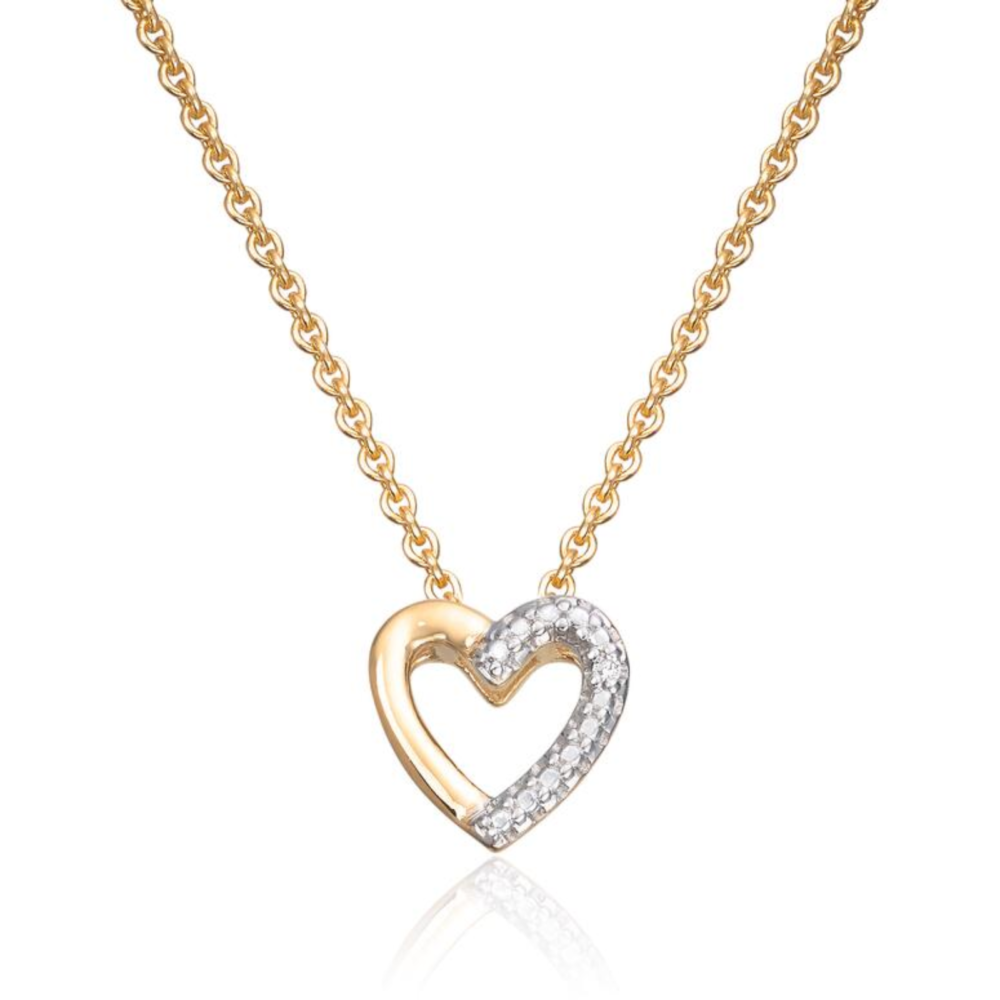 Hjerteanheng i 14k gult gull med 0,11ct WSI diamanter