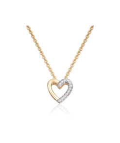 Hjerteanheng i 14k gult gull med 0,11ct WSI diamanter