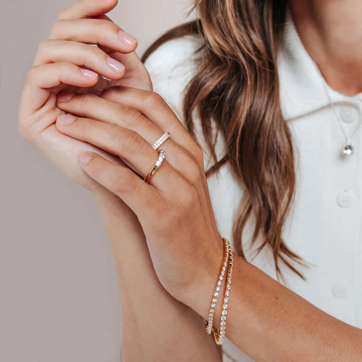 Alliansearmbånd i forgylt sølv med zirkonia - Bilde 2