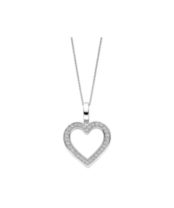 Hjertesmykke i sølv med zirkonia