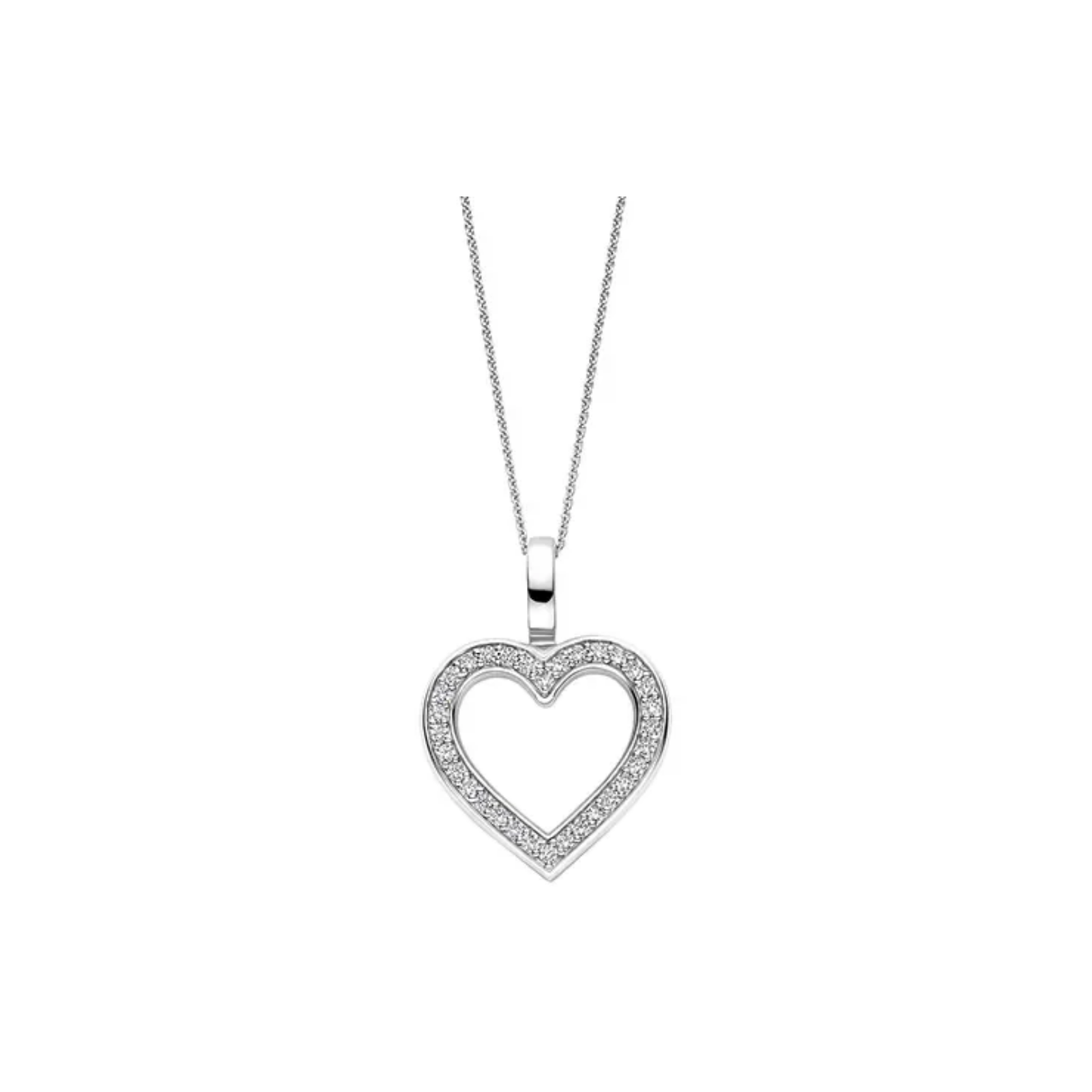 Hjertesmykke i sølv med zirkonia