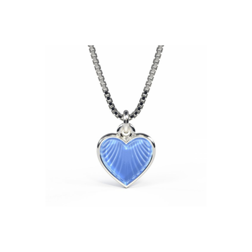 Pia & Per Lyseblått Hjertesmykke I Sølv