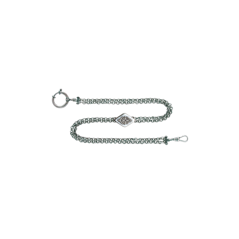 Klokkekjede 37 cm, 2 rader kjede+lås, Oksidert