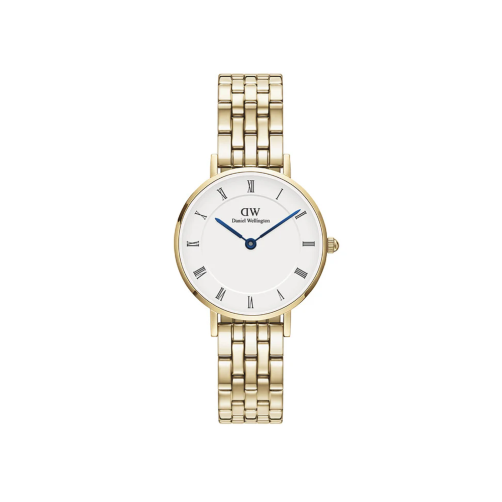 Petite Roman 5-Link Gullfarget Stål / Hvit 28 mm