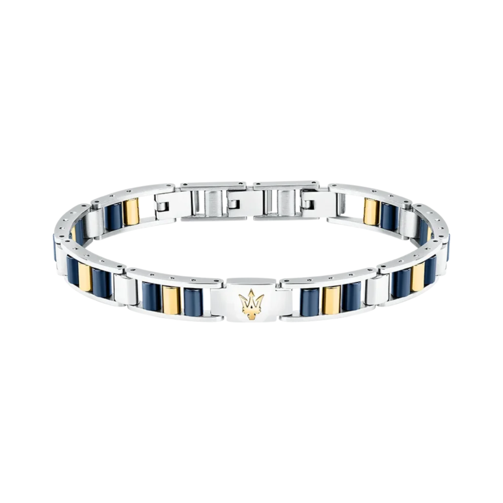 MASERATI CERAMIC BRACELET SS YG BLUE
