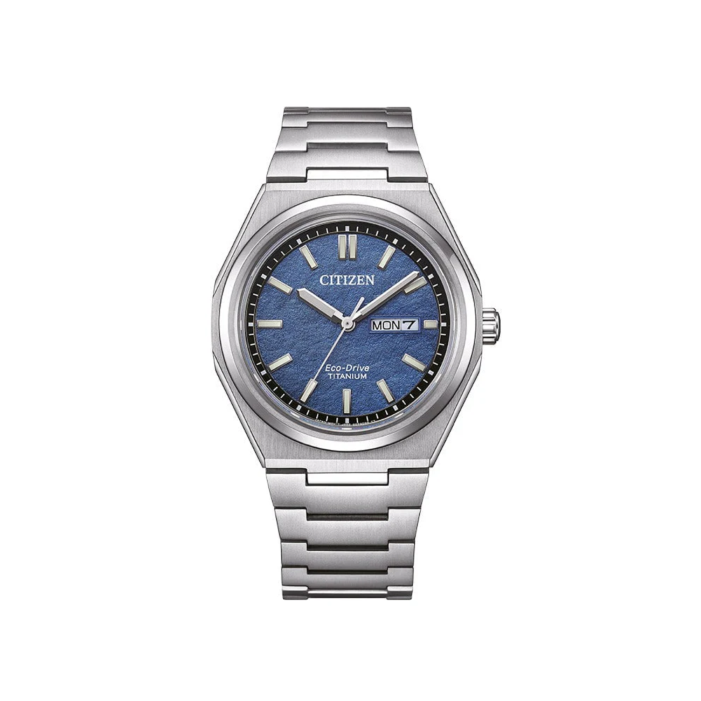 Supertitan Eco-Drive herreklokke i titan med blå skive (39,5mm)