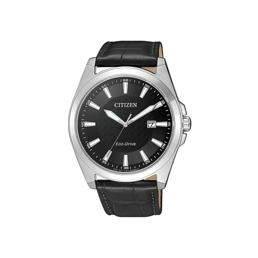 Eco-Drive herreklokke med sort rem (41mm)