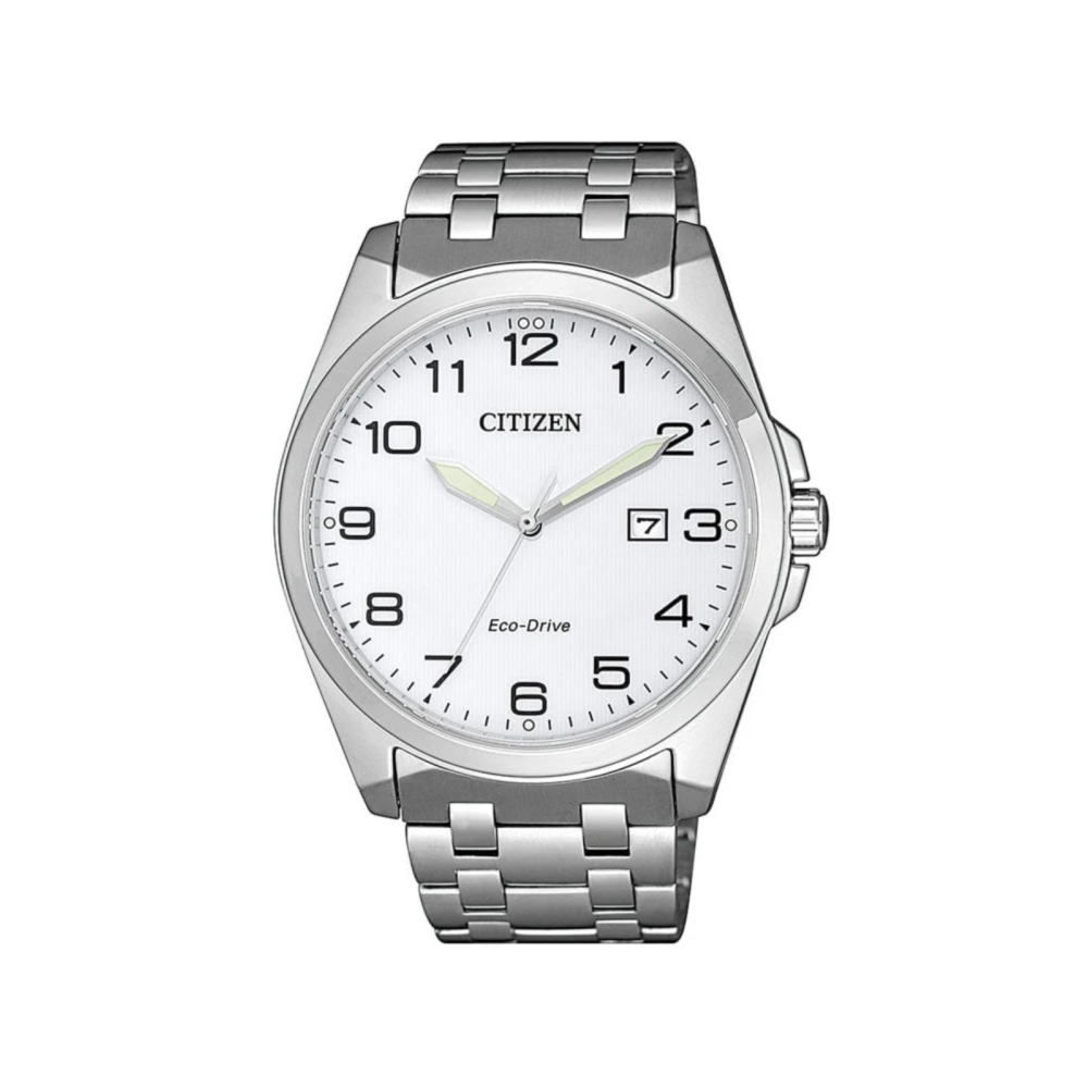 Eco-Drive herreklokke i stål med hvit skive (41mm)
