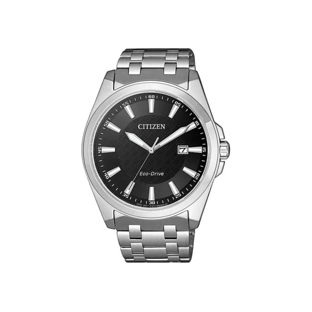 Eco-Drive herreklokke i stål med sort skive (41mm)