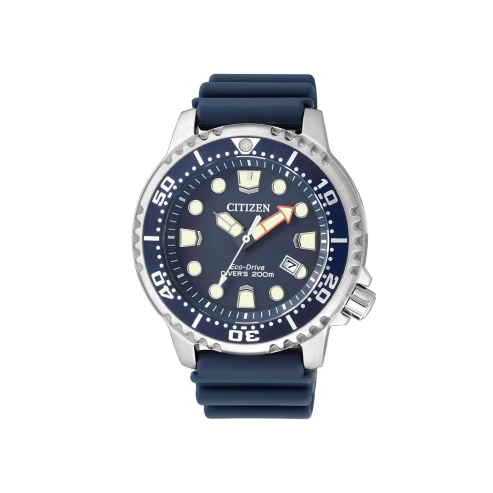 Promaster herreklokke i stål med blå rem (44mm)