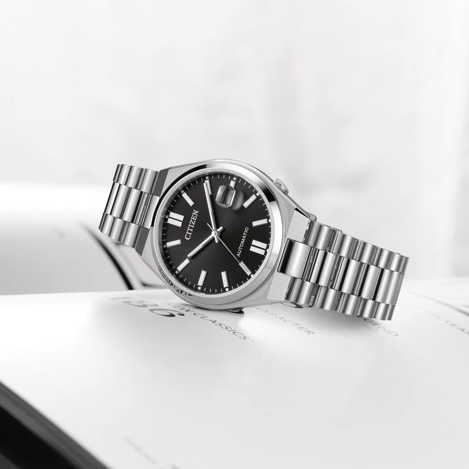 Tsuyosa Automatic herreklokke i stål med sort skive (40mm) - Bilde 3