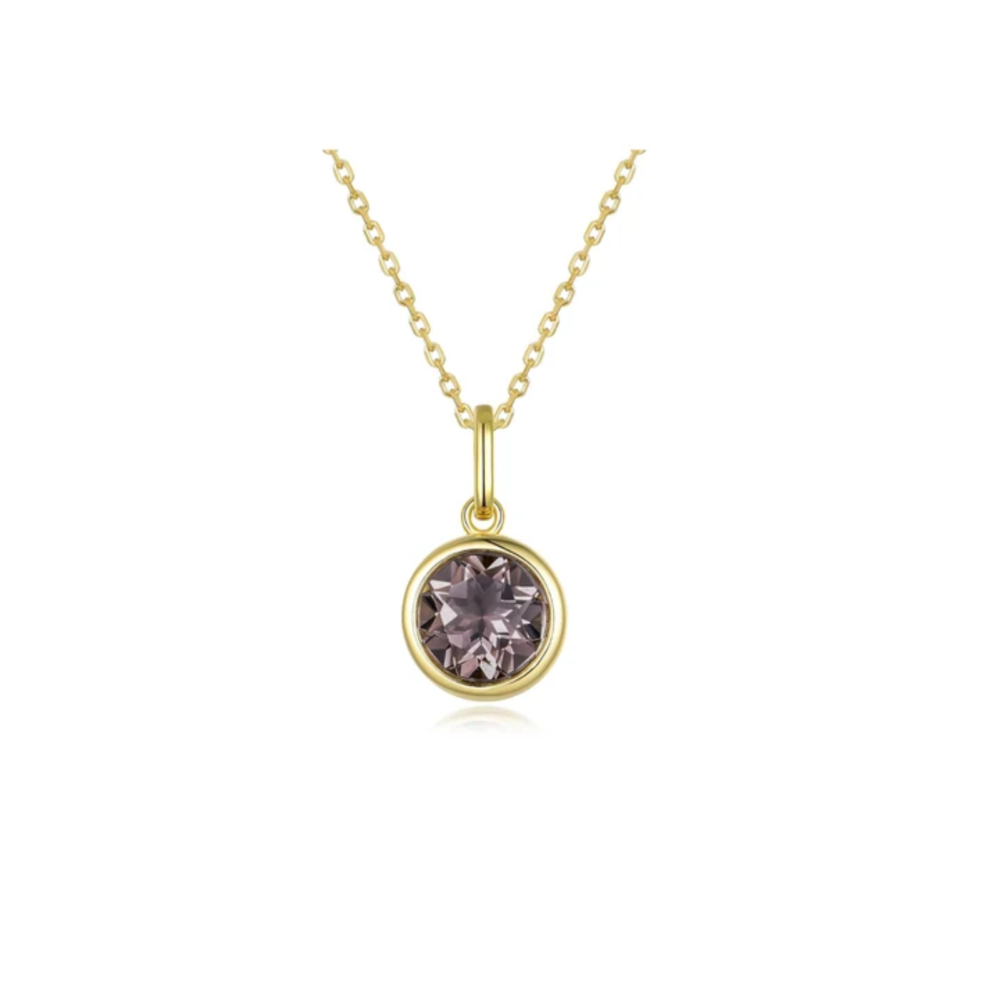 Selene Bezel anheng forgylt - Smokey Quartz