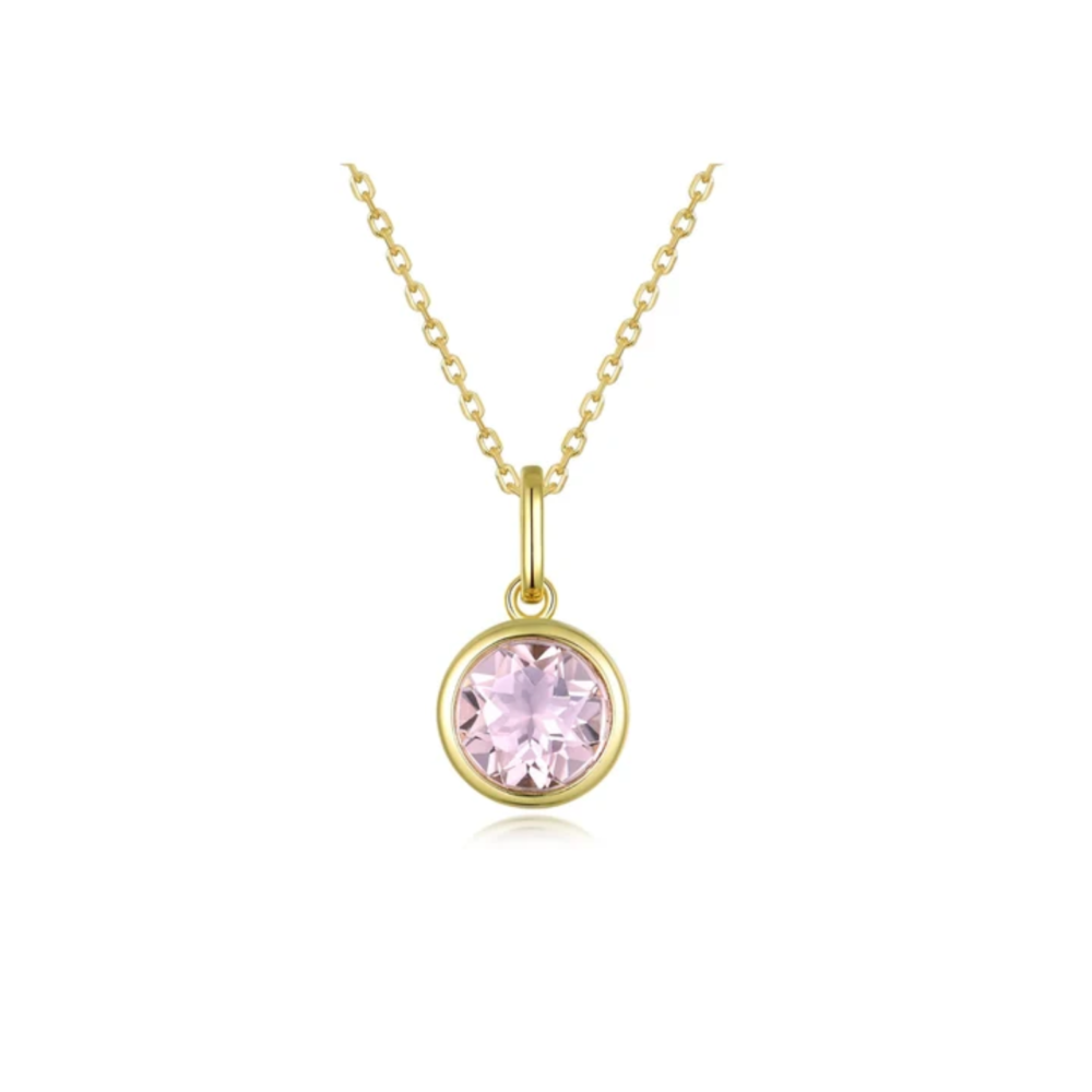 Selene Bezel anheng forgylt - Morganite CZ