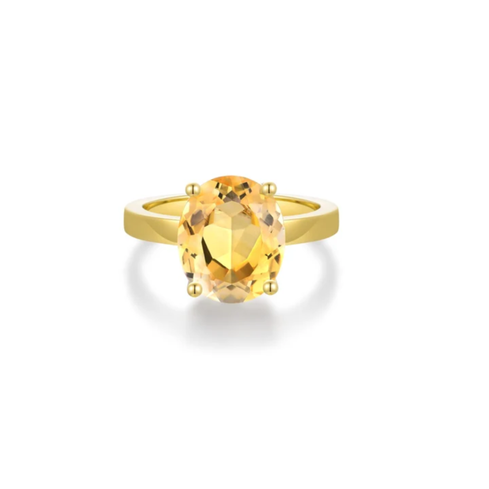 Selene Prong Ring Gold - Citrine