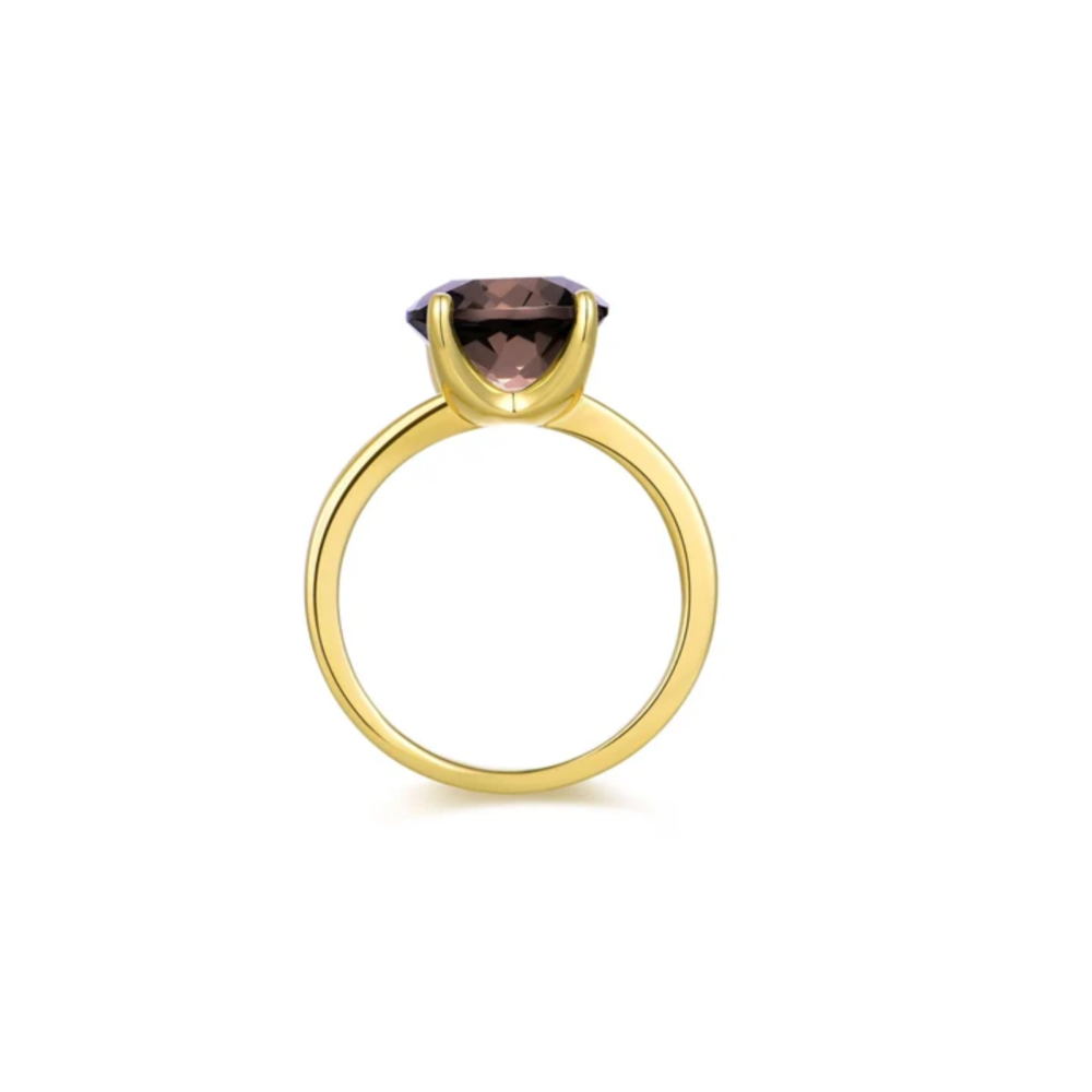 Selene Prong Ring Gold - Smokey Quartz - Bilde 2