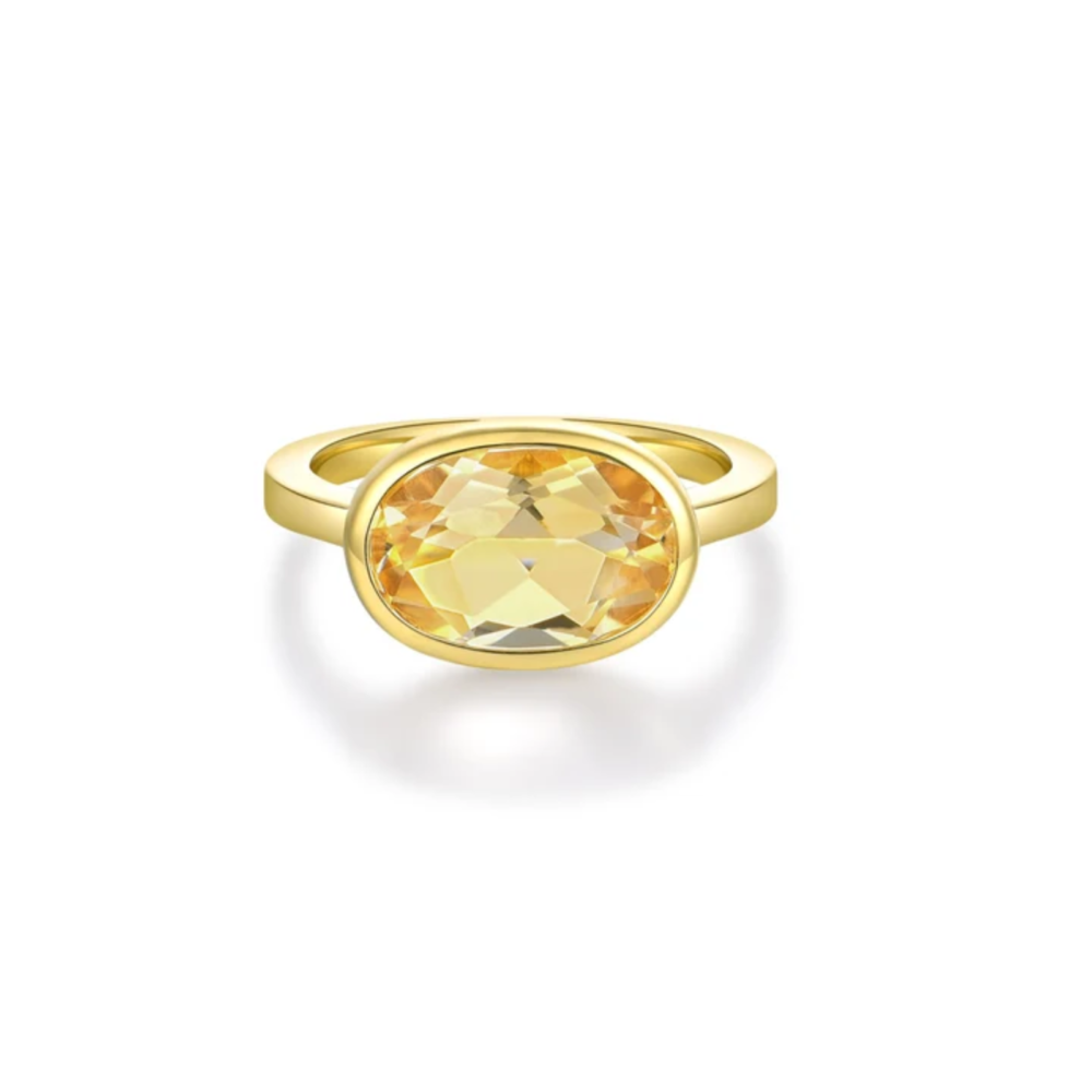 Selene Bezel Solitaire Ring Gold - Citrine