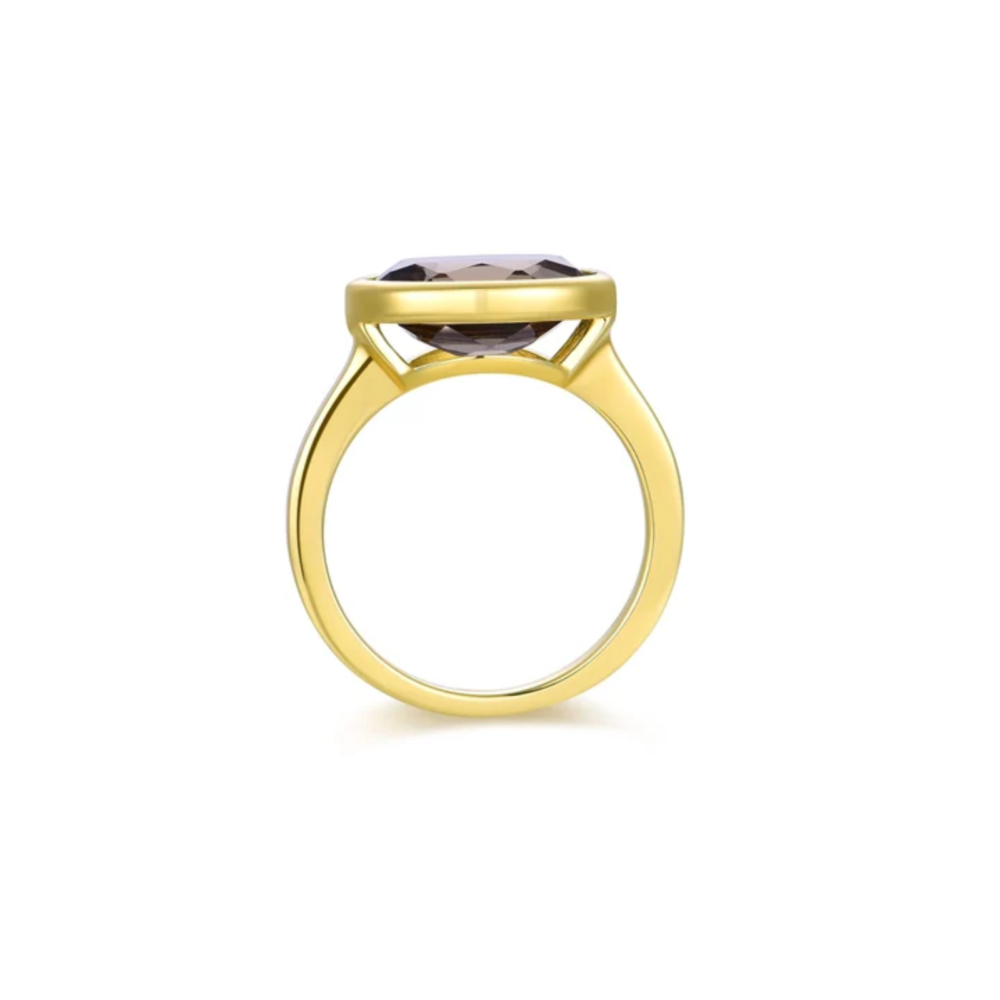 Selene Bezel Solitaire Ring Gold - Smokey Quartz - Bilde 2