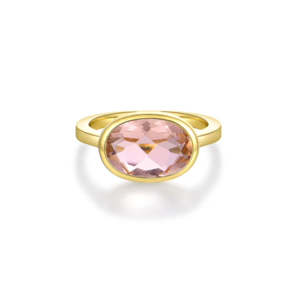 Selene Bezel Solitaire Ring Gold - Morganite CZ